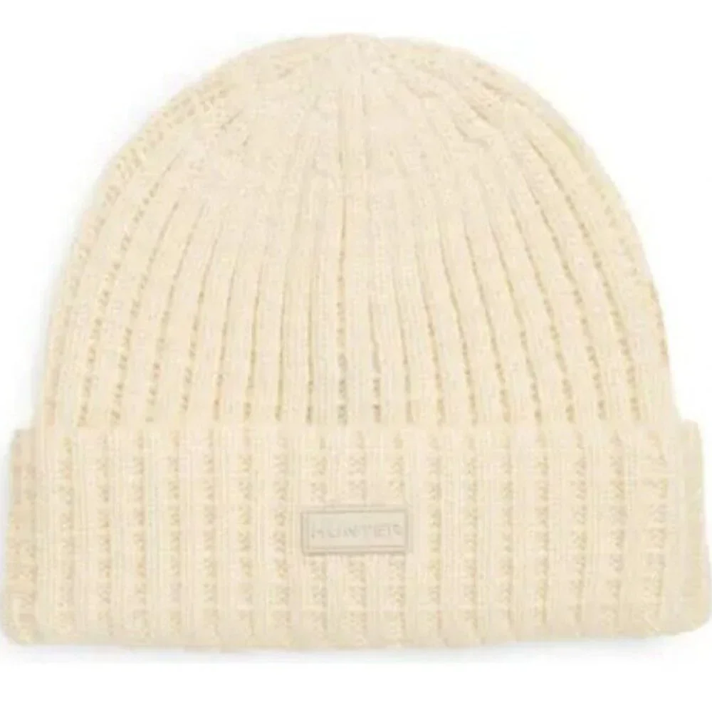 Hunter Waffle Cuff Beanie in White Willow